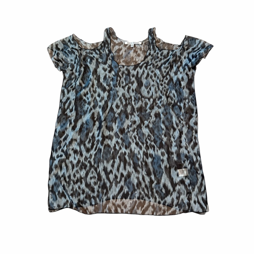 Revolve Lovers + Friends Cold Shoulder Sheer Leopard Blouse Women’s Sz XS NWT